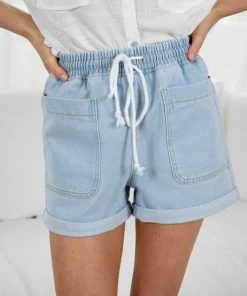 Style Box Pique Shorts - Light Wash CLOTHING