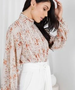 Style Box Puddle Blouse - Beige Floral Tops 12 Style Box Puddle Blouse - Beige Floral Tops