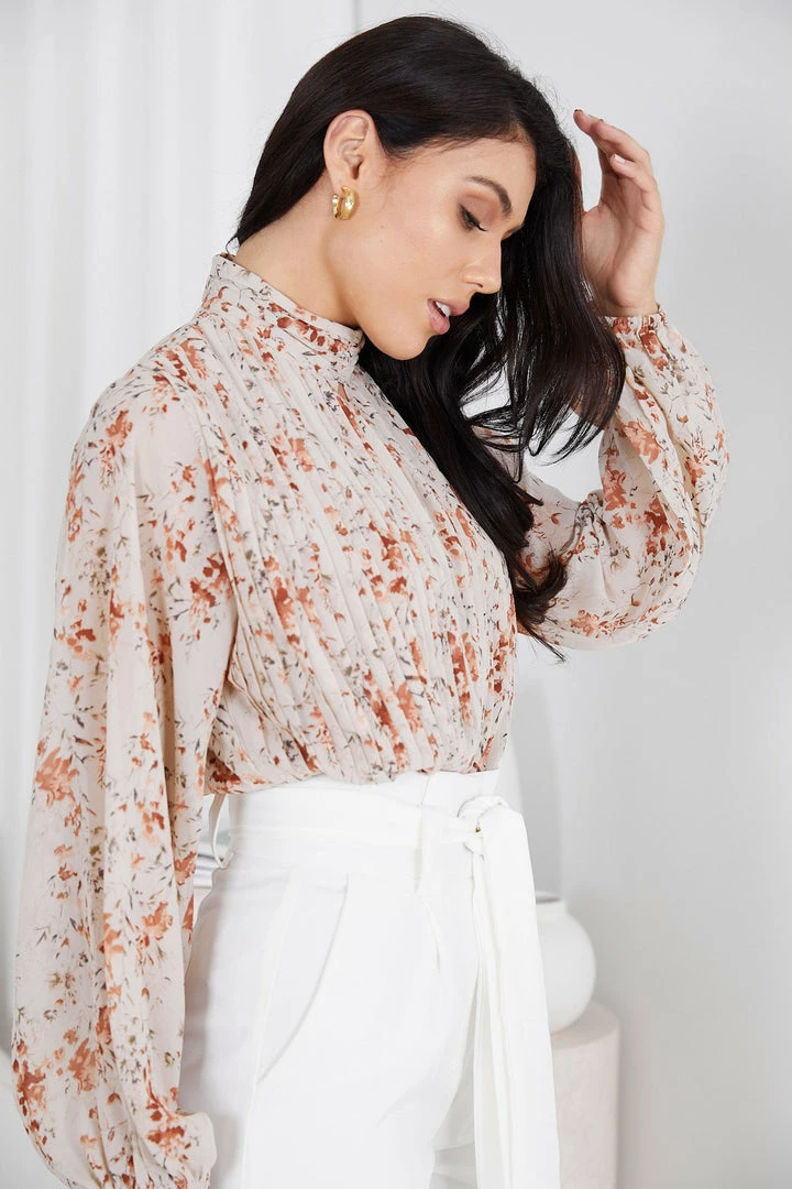 Style Box Puddle Blouse - Beige Floral Tops 6 Style Box Puddle Blouse - Beige Floral Tops