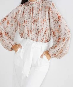 Style Box Puddle Blouse - Beige Floral Tops
