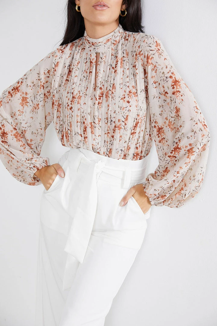 Style Box Puddle Blouse - Beige Floral Tops 3 Style Box Puddle Blouse - Beige Floral Tops