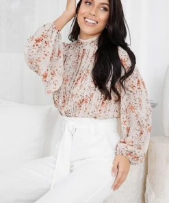 Style Box Puddle Blouse - Beige Floral Tops 14 Style Box Puddle Blouse - Beige Floral Tops