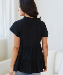 Miracle Fashion Qualie Top - Black CLOTHING