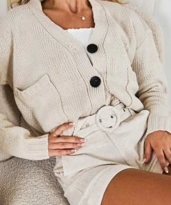 Pink Diamond CLOTHING Rachael Cardigan - Beige