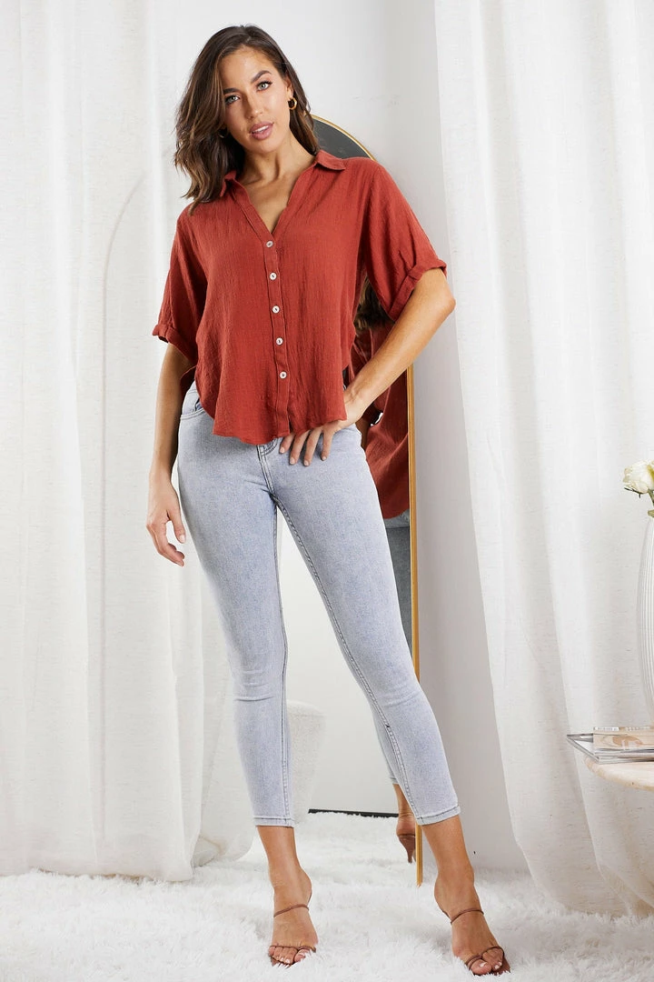 Desire CLOTHING Ramone Shirt - Rust 7 Desire CLOTHING Ramone Shirt - Rust