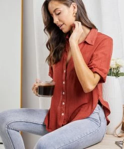 Desire CLOTHING Ramone Shirt - Rust 14 Desire CLOTHING Ramone Shirt - Rust