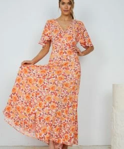 Rock Denim Ranchero Dress - Orange Floral