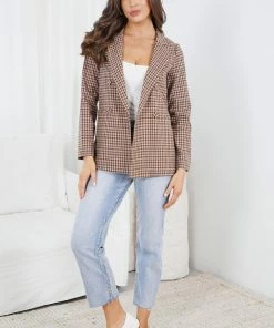 Style Box CLOTHING Raphaelly Blazer - Brown Gingham 13 Style Box CLOTHING Raphaelly Blazer - Brown Gingham