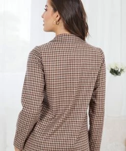 Style Box CLOTHING Raphaelly Blazer - Brown Gingham
