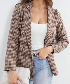 Style Box CLOTHING Raphaelly Blazer - Brown Gingham 12 Style Box CLOTHING Raphaelly Blazer - Brown Gingham