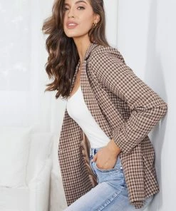 Style Box CLOTHING Raphaelly Blazer - Brown Gingham 14 Style Box CLOTHING Raphaelly Blazer - Brown Gingham