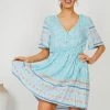 HQ Fashion Ricarda Dress - Blue Print DRESSES