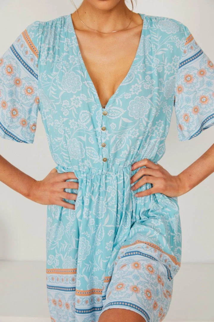 HQ Fashion Ricarda Dress - Blue Print DRESSES 7 HQ Fashion Ricarda Dress - Blue Print DRESSES