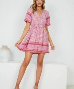 HQ Fashion Ricarda Dress - Pink Print