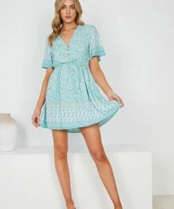 HQ Fashion Ricarda Dress - Sage Print DRESSES