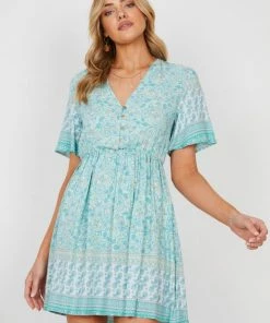 HQ Fashion Ricarda Dress - Sage Print DRESSES