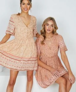 HQ Fashion DRESSES Ricarda Dress - Rust Print