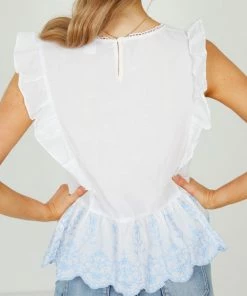 Valeria CLOTHING Ronda Top - Light Blue Print