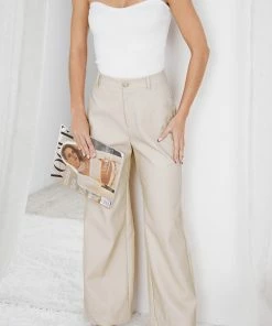 Into Fashion Roniqua Pants - Beige CLOTHING