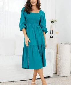 Desire Rosette Dress - Teal DRESSES