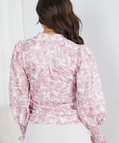 Qtrend Fashion PTY LTD Rossie Top - Burgundy Print CLOTHING