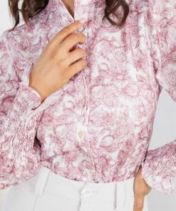 Qtrend Fashion PTY LTD Rossie Top - Burgundy Print CLOTHING