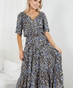 Rock Denim Sahari Dress - Black Floral DRESSES