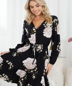 Miracle Fashion Sammine Dress - Black Floral