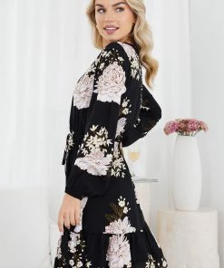 Miracle Fashion Sammine Dress - Black Floral