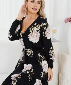 Miracle Fashion Sammine Dress - Black Floral