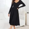 My Girl Sandralee Long Sleeve Dress - Black DRESSES