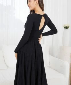 My Girl Sandralee Long Sleeve Dress - Black DRESSES