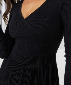 My Girl Sandralee Long Sleeve Dress - Black DRESSES