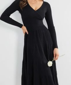 My Girl Sandralee Long Sleeve Dress - Black DRESSES