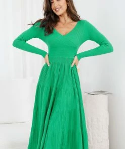 My Girl DRESSES Sandralee Long Sleeve Dress - Green