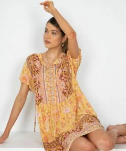 HQ Fashion Seara Dress - Mustard Print