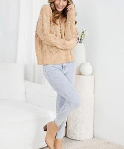 Pink Diamond CLOTHING Seleucia Knit - Camel