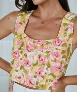 White Closet Selma Top - Multi Floral CLOTHING