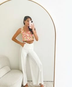 White Closet Selma Top - Multi Floral CLOTHING