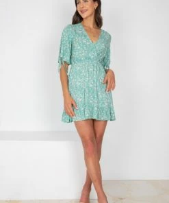 HQ Fashion Sena Dress - Green Print