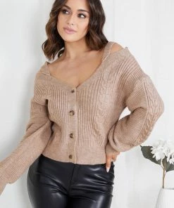 Pink Diamond CLOTHING Shantall Knit Top - Mocha