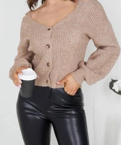 Pink Diamond CLOTHING Shantall Knit Top - Mocha
