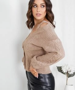 Pink Diamond CLOTHING Shantall Knit Top - Mocha