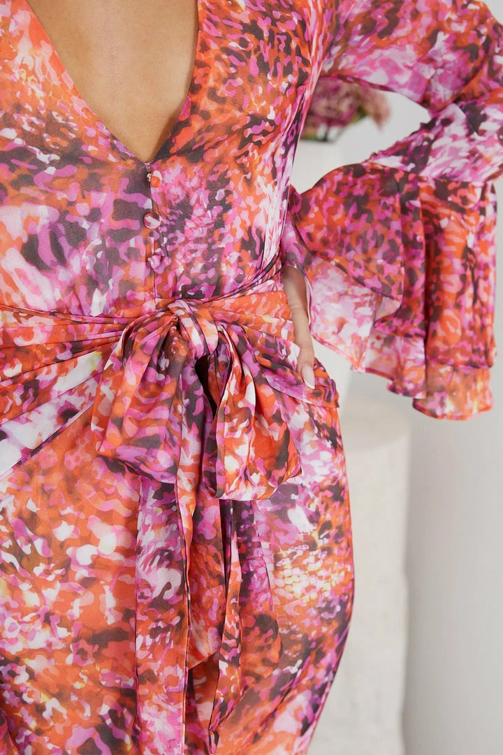 Wild Ginger Shilah Dress - Pink Print DRESSES 9 Wild Ginger Shilah Dress - Pink Print DRESSES