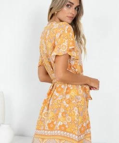 Rock Denim Shimma Dress - Orange Print DRESSES
