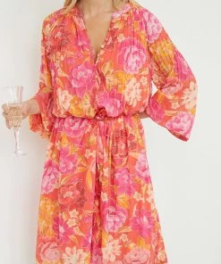 White Closet DRESSES Sicilie Dress - Orange Floral