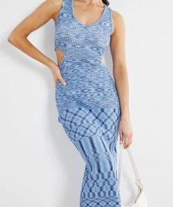 Qtrend Fashion PTY LTD DRESSES Skyie Knit Dress - Blue Print