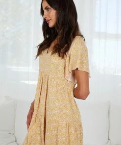 HQ Fashion Sparks Dress - Yellow Print DRESSES