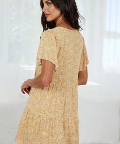 HQ Fashion Sparks Dress - Yellow Print DRESSES