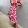 Runaway The Label (PremGroup) Stevie Midi Dress - Pink Floral DRESSES